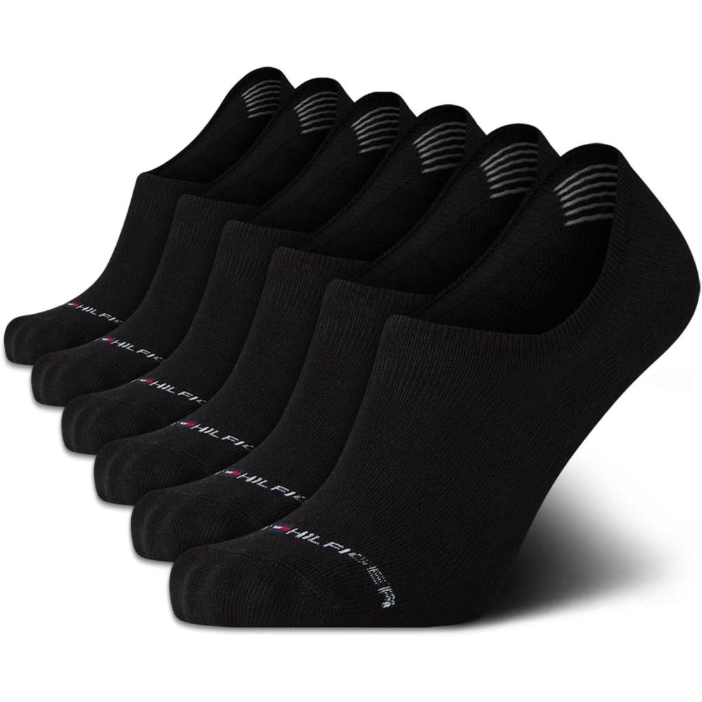 imageTommy Hilfiger Womens No Show Socks  6 Pack Cotton Blend Ankle Socks for Women  Ultra Low Cut Liners for Loafers ampamp SneakersBlack