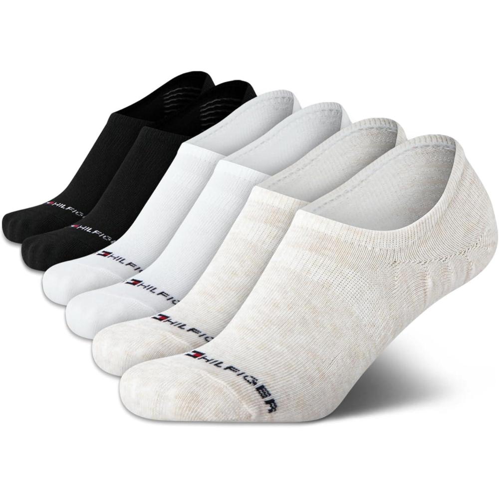 imageTommy Hilfiger Womens No Show Socks 6 Pack Cotton Blend Ankle Socks for Women Ultra Low Cut Liners for Loafers ampamp SneakersOatmeal Assorted
