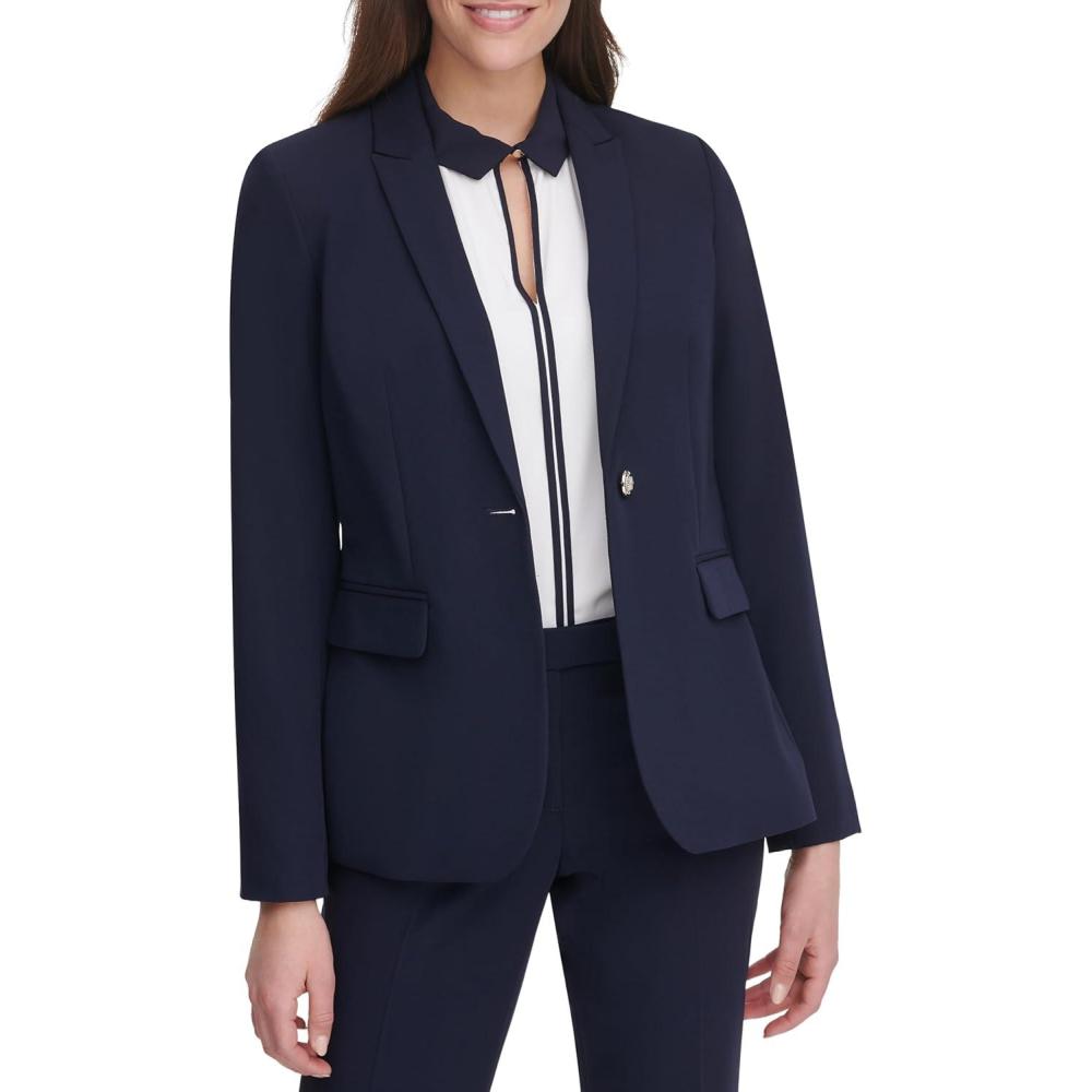 imageTommy Hilfiger Womens Single Button Business BlazerDeep Midnight