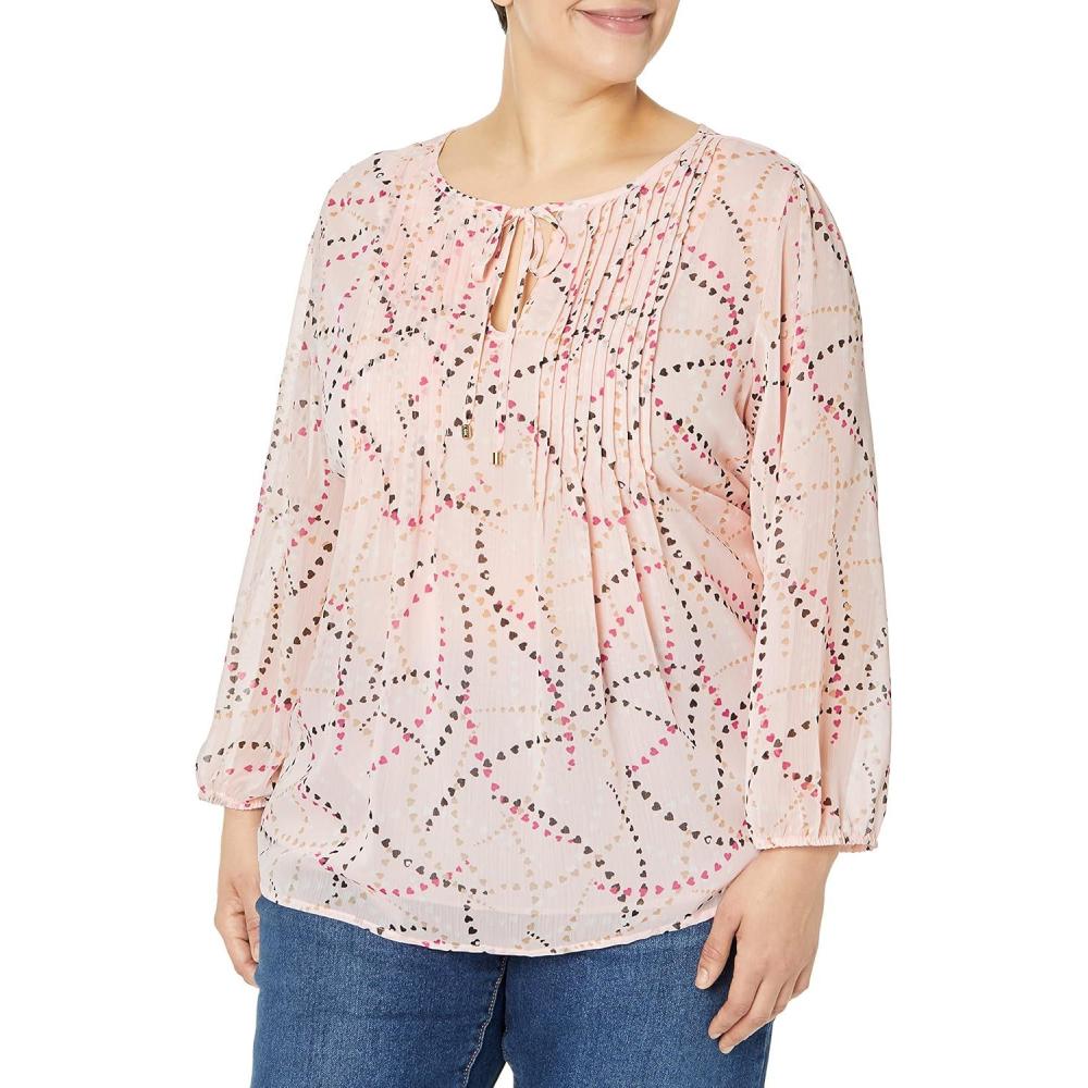 imageTommy Hilfiger Womens Tommy Hilfiger Womens Spinning Pintuck BlouseMulti Ballerina Pink