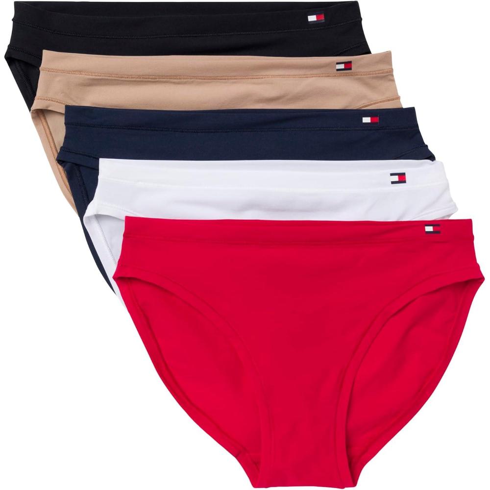 imageTommy Hilfiger womens Bikini Underwear 5packSky CaptainBright WhteBlackRoebuckTango Red