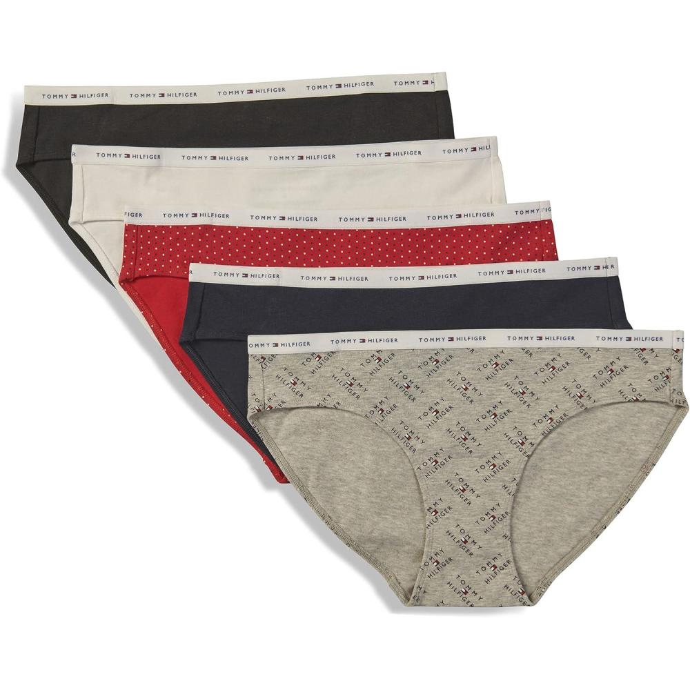 imageTommy Hilfiger womens Classic Cotton Boyshort Panties  5 Pair PackFill Out Stripe Navy Blazer