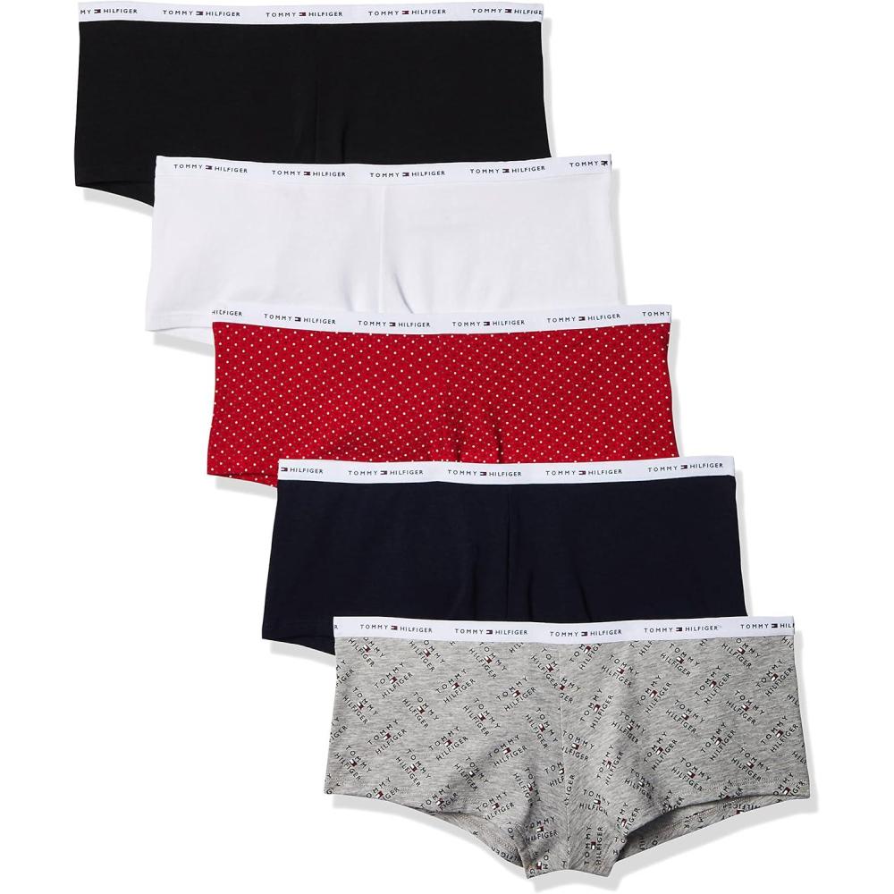 imageTommy Hilfiger womens Classic Cotton Boyshort Panties  5 Pair PackMulticolor