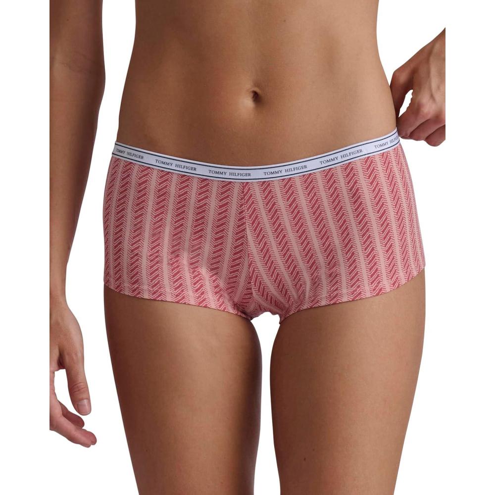 imageTommy Hilfiger womens Classic Cotton Boyshort Underwear With Logo Waistband 5packTh Multi Bridal RoseWindsor WineSky CaptainHeather GreyHerringbone Stripe Bridal Rose