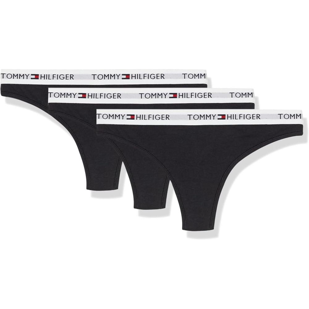 imageTommy Hilfiger womens Classic Cotton Logoband Thong 5 PackBlack