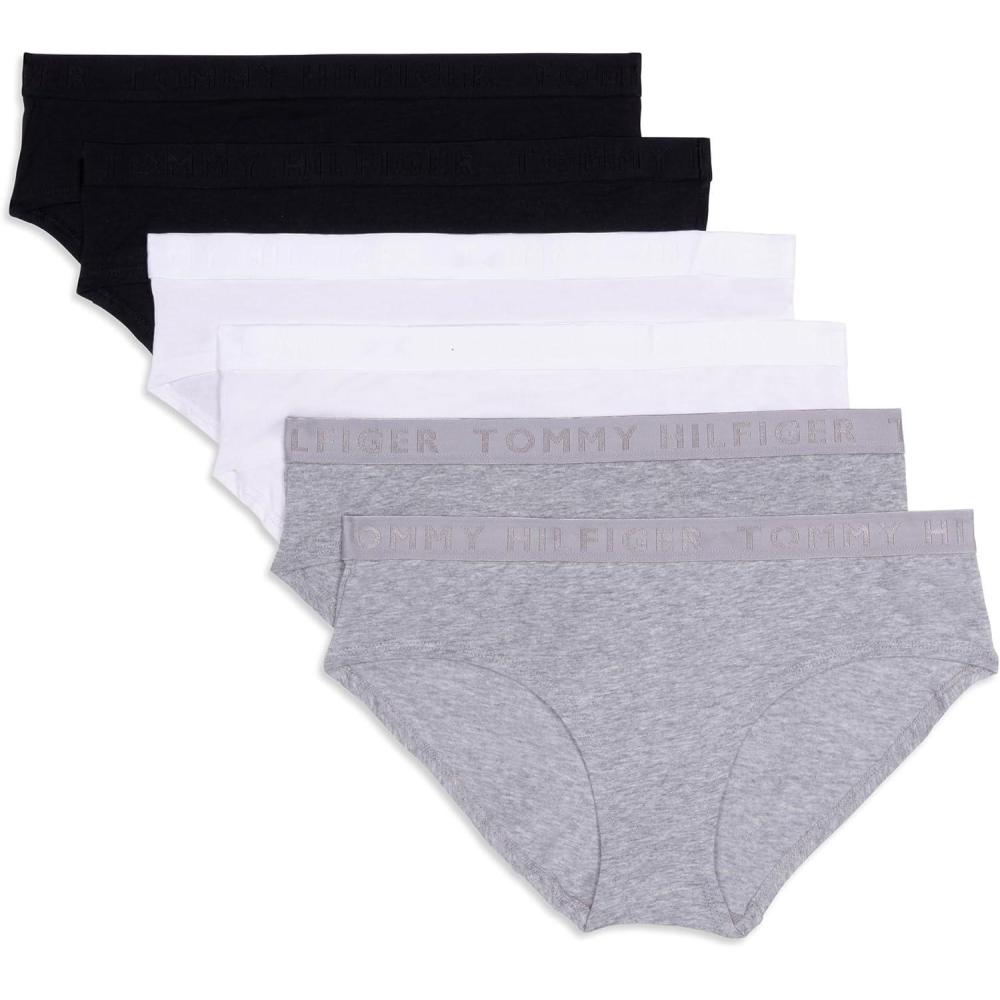 imageTommy Hilfiger womens Cotton Hipster Underwear 6packHeather GreyWhiteBlack