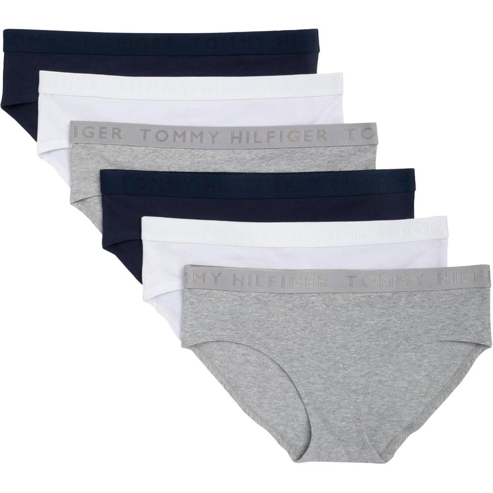 imageTommy Hilfiger womens Cotton Hipster Underwear 6packHeather GreyWhiteNavy