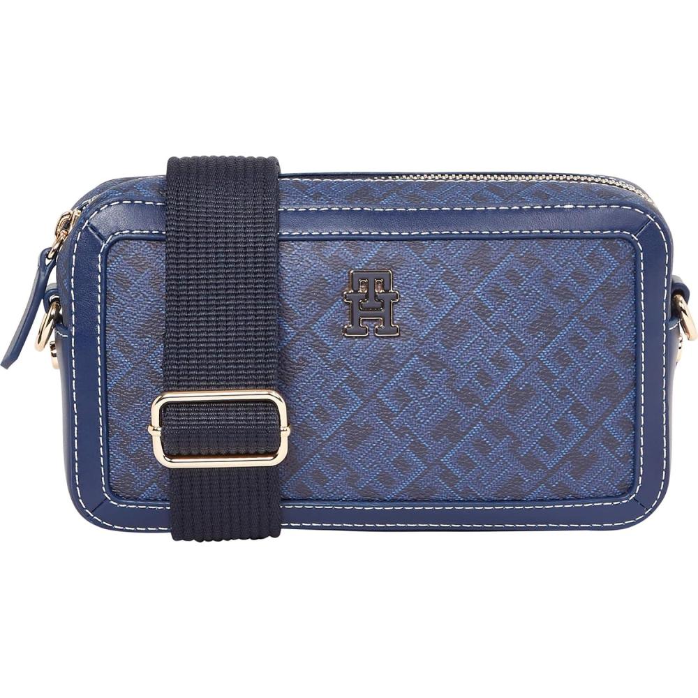 imageTommy Hilfiger womens Monogram Leather Crossbody BagSpace Blue