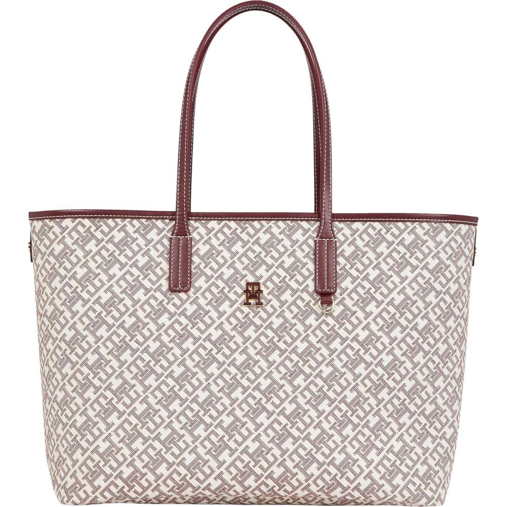 imageTommy Hilfiger womens Monogram Leather Tote With Zipper PocketOxblood