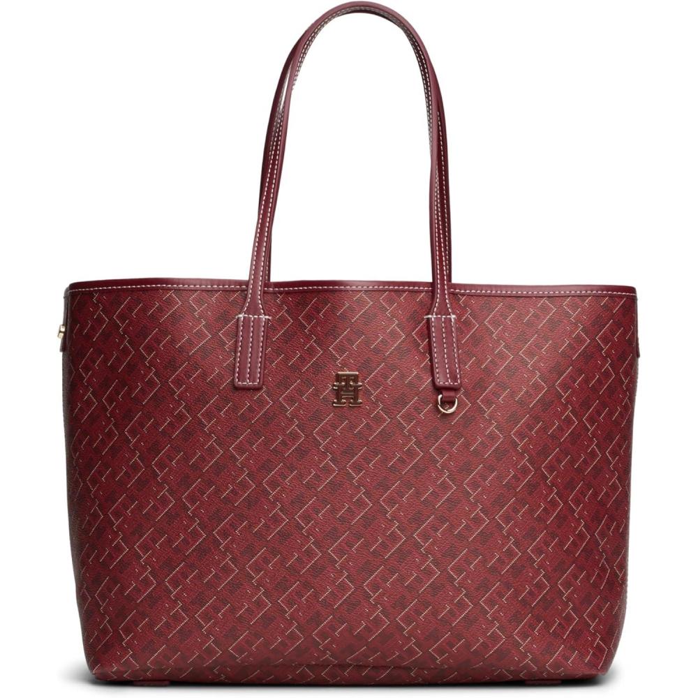 imageTommy Hilfiger womens Monogram Leather Tote With Zipper PocketRouge