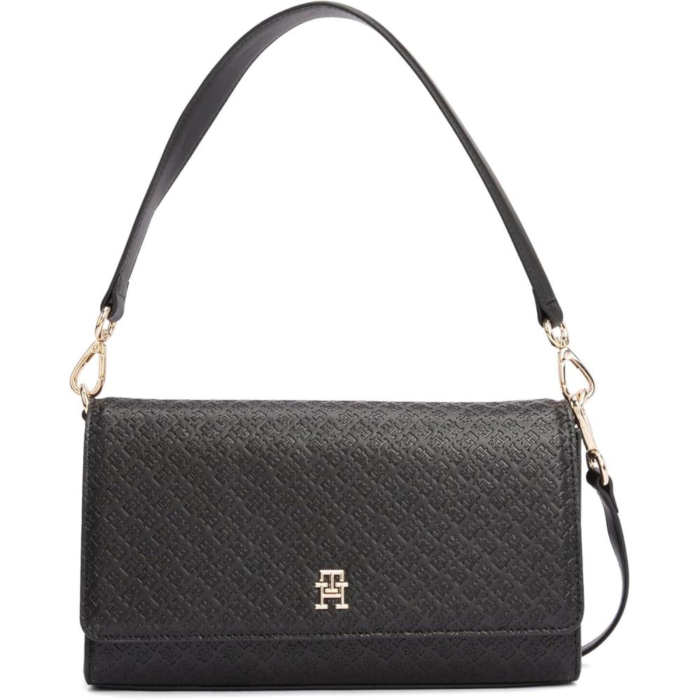 imageTommy Hilfiger womens Monogram Shoulder Bag With Removable Crossbody StrapBlack