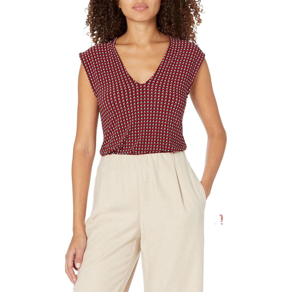 imageTommy Hilfiger womens Vneck Sleeveless BodysuitsChiliAubergine