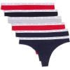 imageTommy Hilfiger Womens Cotton Thong Underwear  6 PackNavy Red Grey Black Grey Navy