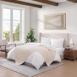 Tommy Hilfiger – Blanket, Ultra-Soft Plush Throw Blanket for Bed or Couch, Cozy Bedding with Solid Reverse & Tailored Hem, Medium Weight for Year Round Comfort (Dumbo Windowpane Grey, 50″ x 70″)(Off-white)