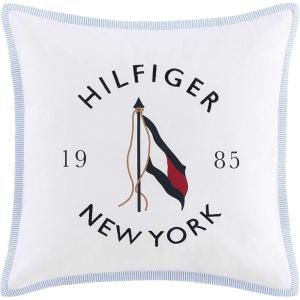 Tommy Hilfiger – Decorative Pillow, Luxurious Square Throw Pillow with Zipper Closure & Stripe Detail, Ideal for Couch or Bed (Placement Navy, 20″ x 20″)(Ny Flag White)
