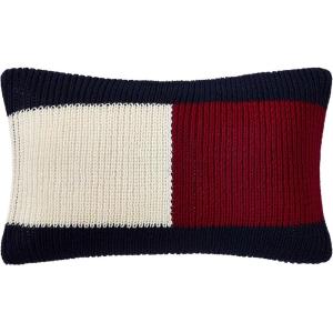 Tommy Hilfiger – Decorative Pillow, Luxurious Square Throw Pillow with Zipper Closure & Stripe Detail, Ideal for Couch or Bed (Placement Navy, 20″ x 20″)(Flag Blue)