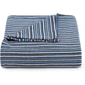 Tommy Hilfiger – Twin Cotton Blanket, Woven Channel Stitched Bedding, Medium Weight Soft Blanket, Anti-Pilling & Fade Resistant, Ideal for Layering, Oeko-TEX Certified (Blue)(Nantucket Stripe Blue)