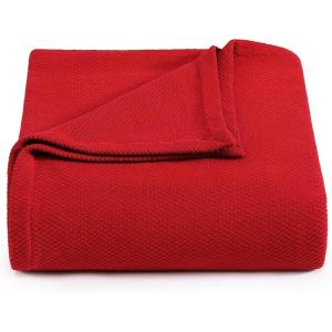 Tommy Hilfiger – Twin Cotton Blanket, Woven Channel Stitched Bedding, Medium Weight Soft Blanket, Anti-Pilling & Fade Resistant, Ideal for Layering, Oeko-TEX Certified (Blue)(Cotton Pique Red)