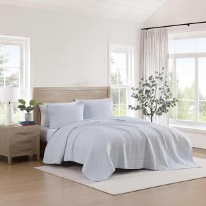Tommy Hilfiger – Twin Quilt Set, Luxurious Bedding with Matching Shams, European Closure for Reversibility, Soft & Breathable Bed Set (Ithaca Stripe Green, Twin)(Ithaca Stripe Blue)