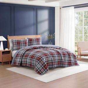 Tommy Hilfiger – Twin Quilt Set, Soft Cotton w/Breathable Feel, Lightweight Bedding for Year Round Comfort, 2 Piece Bed Set w/Matching Pillowcase (Sailing Stripe Blue)(Collegiate Tartan Blue)