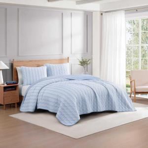 Tommy Hilfiger – Twin Quilt Set, Soft Cotton w/Breathable Feel, Lightweight Bedding for Year Round Comfort, 2 Piece Bed Set w/Matching Pillowcase (Sailing Stripe Blue)(Sailing Stripe Blue)