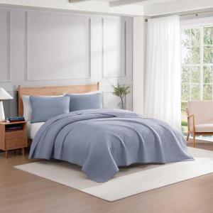 Tommy Hilfiger – Twin Quilt Set, Soft Cotton w/Breathable Feel, Lightweight Bedding for Year Round Comfort, 2 Piece Bed Set w/Matching Pillowcase (Sailing Stripe Blue)(Christopher Blue)