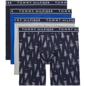 Tommy Hilfiger Cotton Stretch Boxer Brief 4-Pack(Mazarine Blue  Navy Tree Print  Grey Heather  Navy)