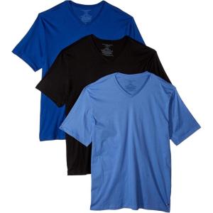 Tommy Hilfiger Mens Cotton Classics 3-Pack V-Neck Undershirts(V Neck – Blue Multi)