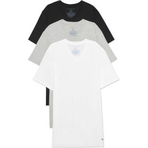 Tommy Hilfiger Mens Cotton Classics 3-Pack V-Neck Undershirts(V Neck – White/Grey/Black)
