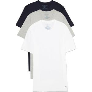 Tommy Hilfiger Men’s Cotton Classics Crewneck Undershirts 3-Pack(Crew Neck – White/Grey/Navy)
