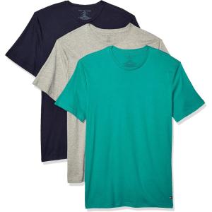 Tommy Hilfiger Men’s Cotton Classics Crewneck Undershirts 3-Pack(Green Multi (Multi 3 Pack))