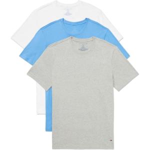 Tommy Hilfiger Men’s Cotton Classics Crewneck Undershirts 3-Pack(Grey Heather  Copenhagen Blue  White)