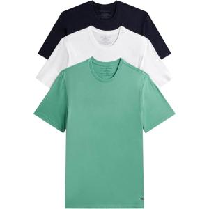 Tommy Hilfiger Men’s Cotton Classics Crewneck Undershirts 3-Pack(Valley Green  Desert Sky  White)