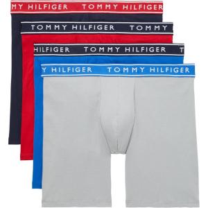 Tommy Hilfiger Men’s Cotton Stretch 4-Pack Boxer Brief(Nautical Blue W/ Navy  Navy W/ Red  Red W/ Navy  Grey W/ Nautical Blue)