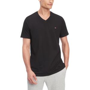 Tommy Hilfiger Mens Flag V Neck Tee(Black)