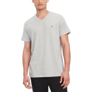 Tommy Hilfiger Mens Flag V Neck Tee(Grey Heather)
