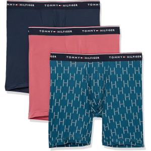 Tommy Hilfiger Men’s Micro Classics Boxer Brief 3-Pack(Rose  Blue Logo Print  Navy)