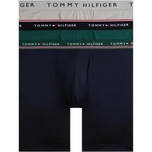 Tommy Hilfiger Men’s Micro Classics Boxer Brief 3-Pack(Spruce W/ Navy Wb  Grey Heather  Navy W/ Spruce Wb)