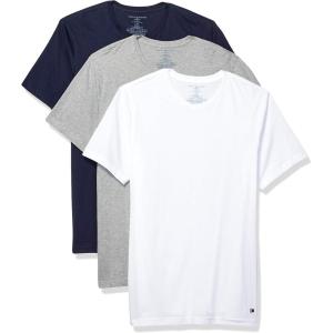 Tommy Hilfiger Men’s Undershirts 3 Pack Cotton Classics Slim Fit Crew T-Shirt(Dark Navy/Grey Heather/White)