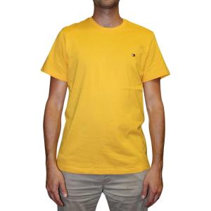 Tommy Hilfiger T-Shirt Mens Crew Neck Tee Classic Fit Short Sleeve Solid Shirt(Honey)