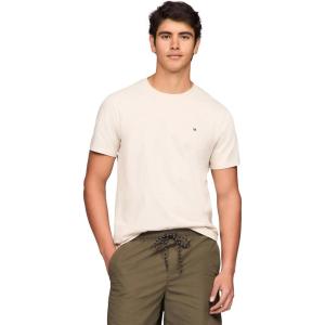 Tommy Hilfiger T-Shirt Mens Crew Neck Tee Classic Fit Short Sleeve Solid Shirt(The Beige Heather)