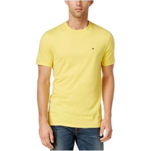 Tommy Hilfiger T-Shirt Mens Crew Neck Tee Classic Fit Short Sleeve Solid Shirt(Yellow)