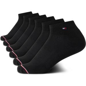 Tommy Hilfiger Women’s 6 Pack Flag Sport Cushion Short Crew Socks(Black Flag)