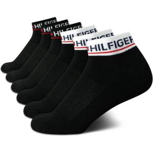 Tommy Hilfiger Women’s 6 Pack Flag Sport Cushion Short Crew Socks(Black/White)