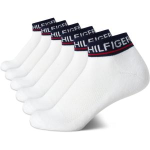 Tommy Hilfiger Women’s 6 Pack Flag Sport Cushion Short Crew Socks(Navy Logo)