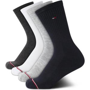 Tommy Hilfiger Womens Crew Socks – 4 Pack Moisture Wicking Breathable Athletic Casual Crew Socks for Women (Sizes 4-10)(Navy Assorted)