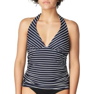 Tommy Hilfiger Womens Halter Tankini Top(Sky Captain Stripe)