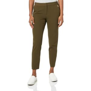 Tommy Hilfiger Womens High Rise Houndstooth Ankle Casual Trouser Pants(Dark Olive)