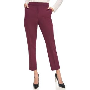 Tommy Hilfiger Womens High Rise Houndstooth Ankle Casual Trouser Pants(Winetasting)