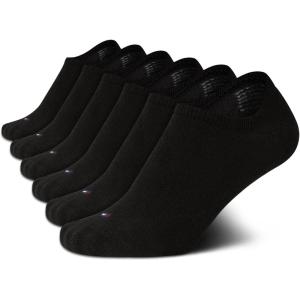Tommy Hilfiger Womens No Show Socks – 6 Pack Cotton Blend Ankle Socks for Women – Ultra Low Cut Liners for Loafers & Sneakers(Solid Black)